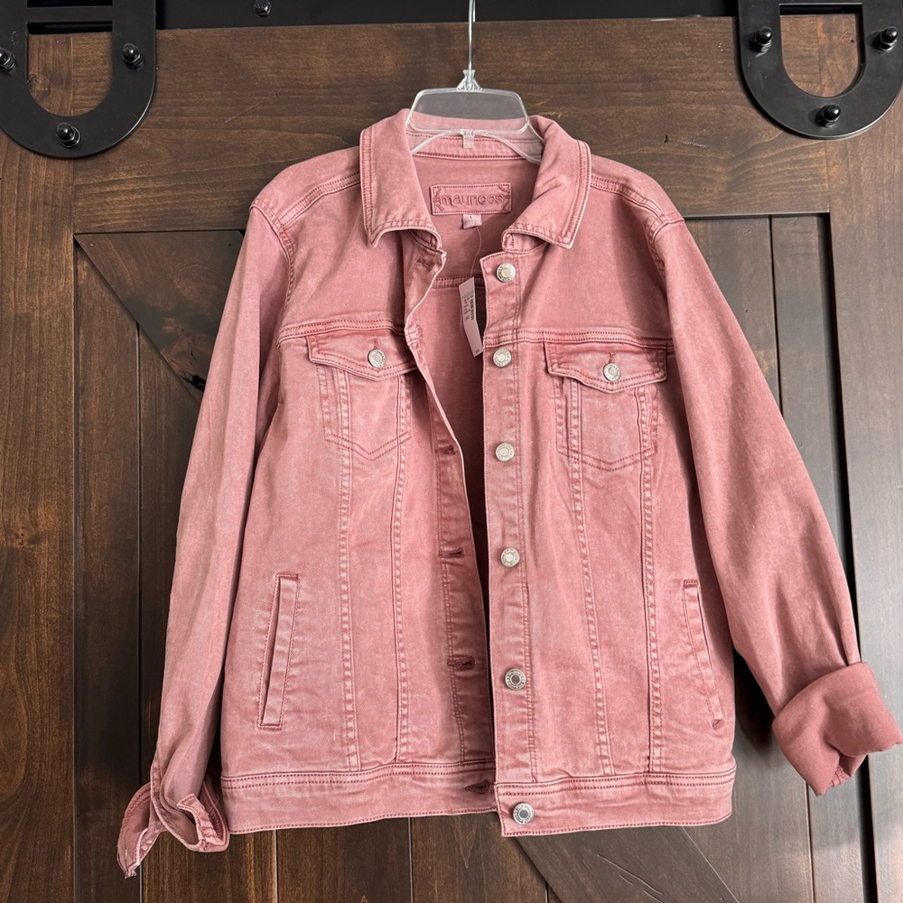 Maurices Mauve Pink Denim Jacket NWT Large
